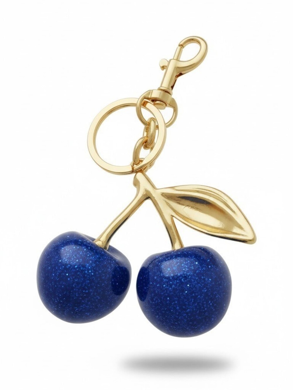 Sassified Boutique Nwt Gold Cherry Keychain with Blue Glitter Cherries
